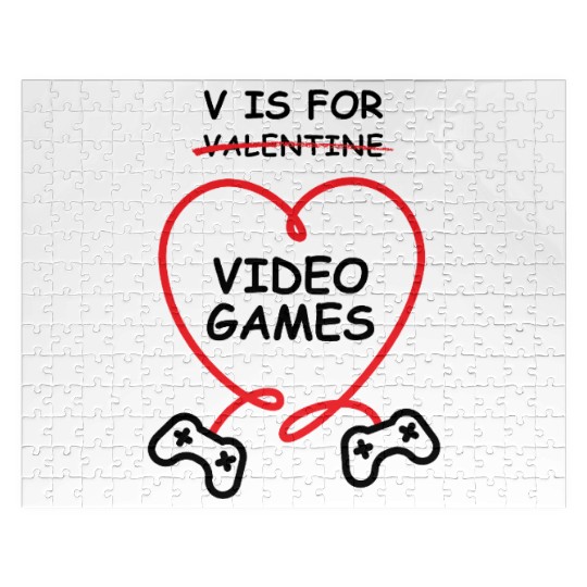 V Is For Video Games - Funny Valentine's Day Gift Jigsaw Puzzles