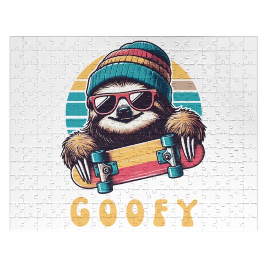 Goofy Skater Sloth - Funny Skateboard Freestyle Jigsaw Puzzles