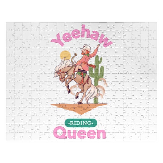Yeehaw Queen, girl horse riding Jigsaw Puzzles.
