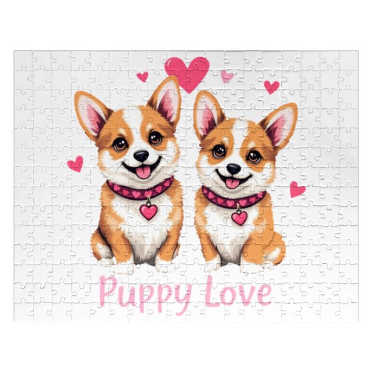 Valentines Day - Puppy Love Corgi dog Jigsaw Puzzles