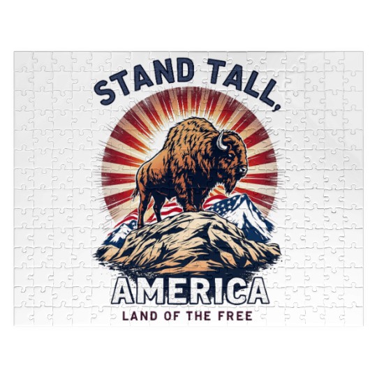 Stand Tall America Land Of The Free Buffalo Jigsaw Puzzles
