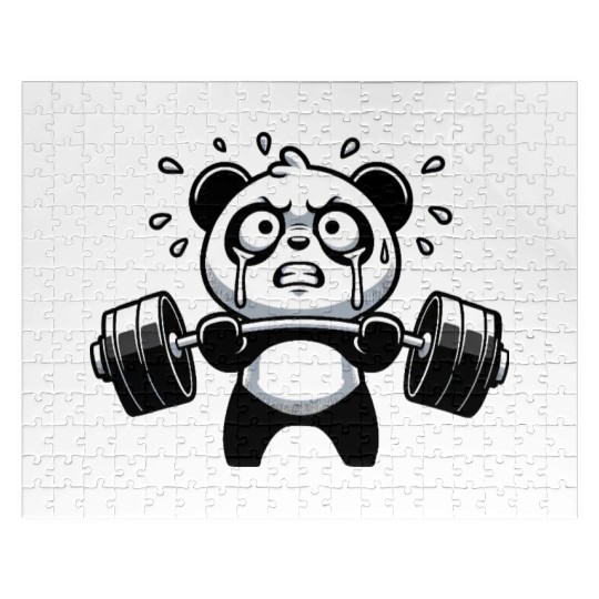 Cute Panda Barbell Workout Cartoon Jigsaw Puzzles