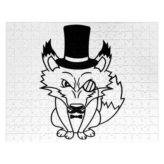 Red Fox Sir Mr. Top Hat Monocle Glasses Rich Man Jigsaw Puzzles