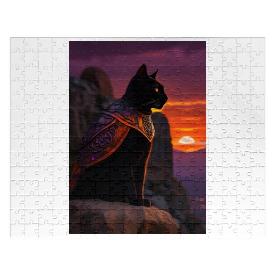 Cat painting red black cat Jigsaw Puzzles