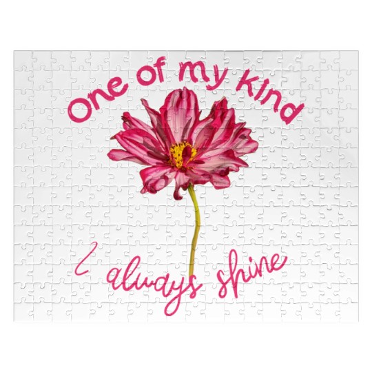 Positive quote pink Cosmos flower self-affirmation Jigsaw Puzzles