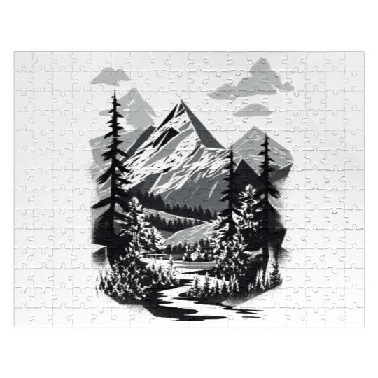Monochrome Mountain Wilderness Jigsaw Puzzles