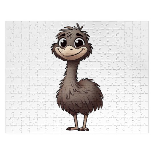 Cute Emu Bird Cartoon Happy Relaxed Jigsaw Puzzles