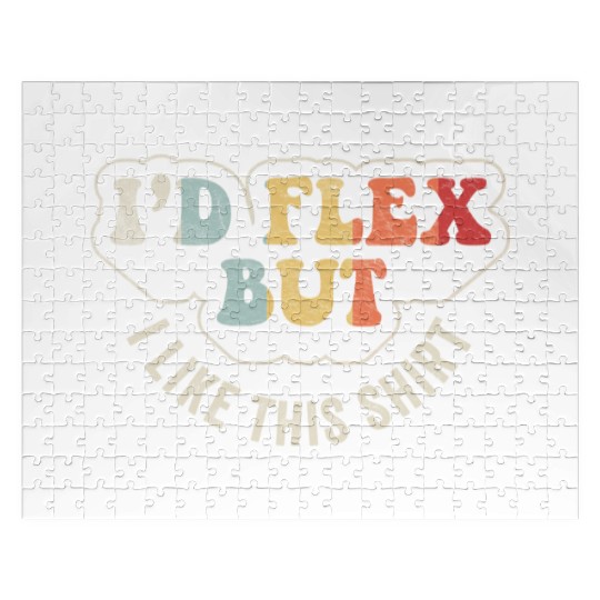 I'd Flex But I Like This Funny Gym Workout Retro Jigsaw Puzzles