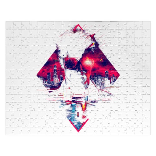 Synthwave Man Retro Car City Vaporwave 90s Jigsaw Puzzles