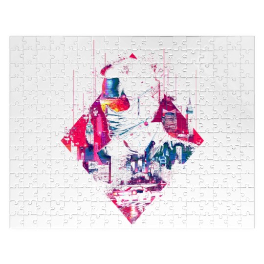 Retro Car Man Vaporwave City Synthwave 90s Jigsaw Puzzles