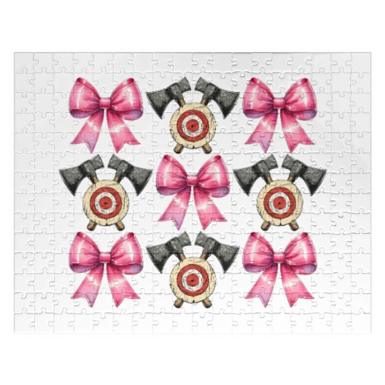Coquette Bow Axe Throwing Axe Thrower Mothers Day Jigsaw Puzzles