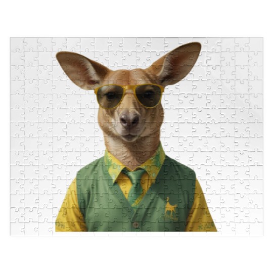 Green and Gold Kangaroo 6 Jigsaw Puzzles
