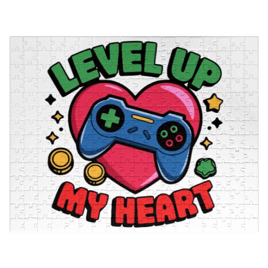 Level Up My Heart - Gaming Valentine's Design Jigsaw Puzzles