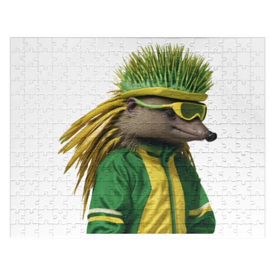 Green and Gold Echidna 2 Jigsaw Puzzles