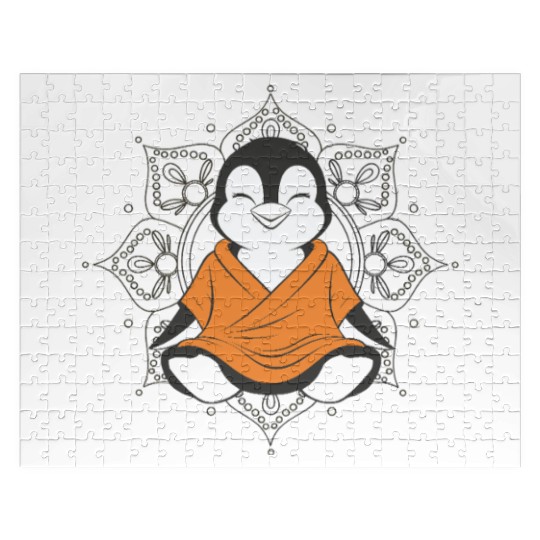 Meditative Penguin in Zen Mandala Harmony Jigsaw Puzzles