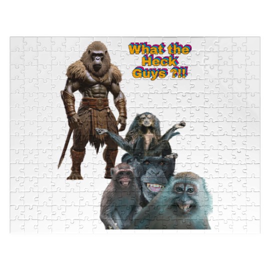 Funny Gorilla and Monkeys – What the Heck Design Jigsaw Puzzles