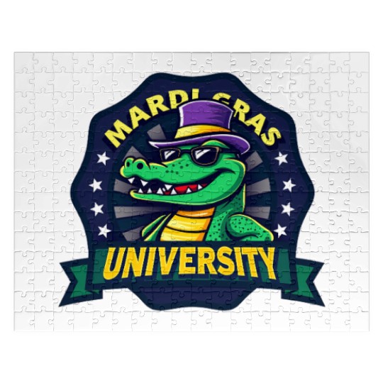 Mardi Gras University Alligator Men's Mardi Grasma Jigsaw Puzzles