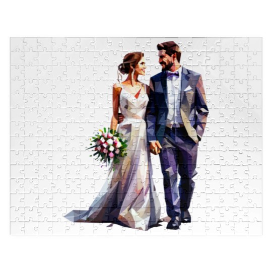 Elegant Bride and Groom Wedding Design Jigsaw Puzzles