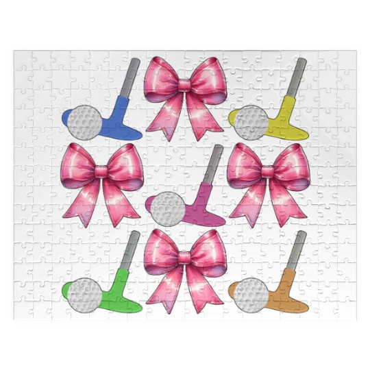 Coquette Bow Mini Golf Golfer Mothers Day Jigsaw Puzzles