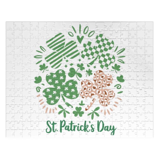 Plaid Leopard Print Shamrock St. Patrick's Day Jigsaw Puzzles