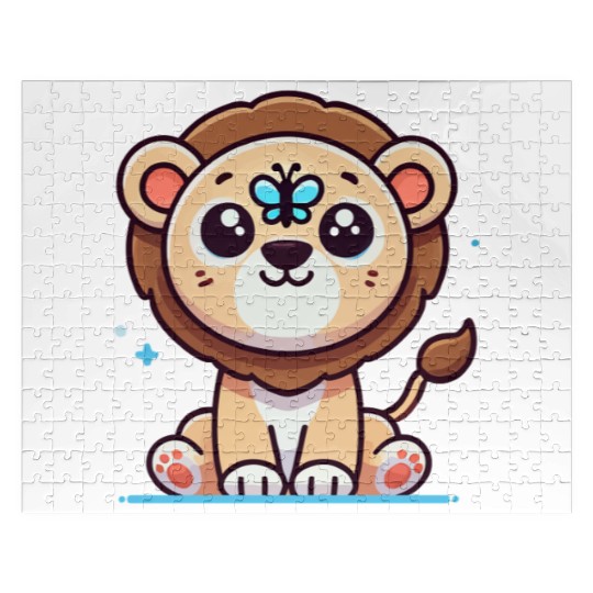 lion cub with a butterfly on its nose Jigsaw Puzzles