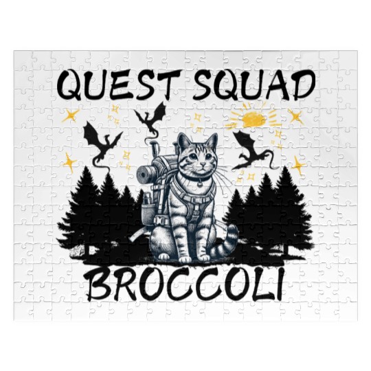 Retro Quest Fantasy Squad Broccoli Funny Cat Lover Jigsaw Puzzles