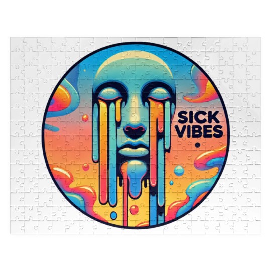 Psychedelic Melting Face with Vibrant Neon Jigsaw Puzzles