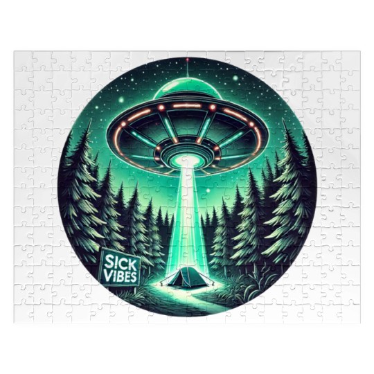 Alien Abduction in Forest (Sick Vibes) Jigsaw Puzzles