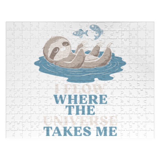 Pisces Zodiac Sloth I Flow Where The Universe Jigsaw Puzzles