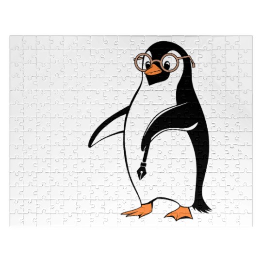 Penguin Calligraphy Enthusiast Art Jigsaw Puzzles