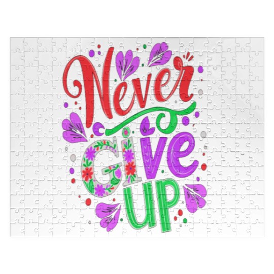 Floral Never Give Up Design Jigsaw Puzzles