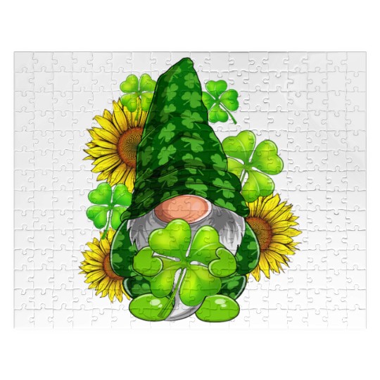 Cute Gnome Sunflower Happy St Patricks Day Jigsaw Puzzles