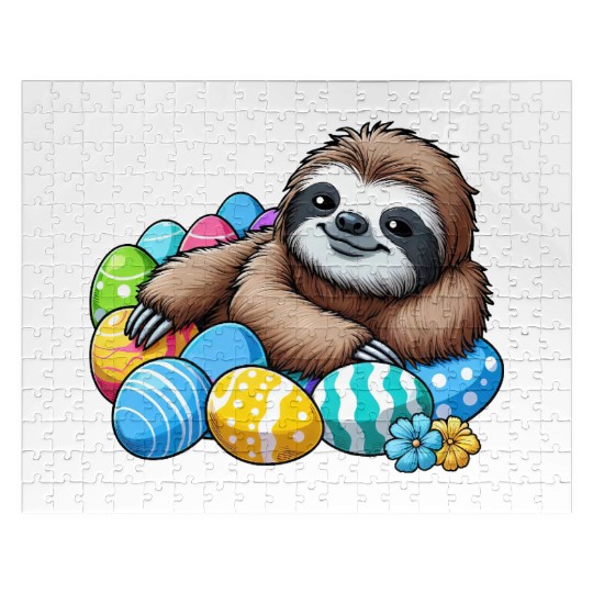 Cute Sloth Easter Egg Cartoon Chilling Jigsaw Puzzles