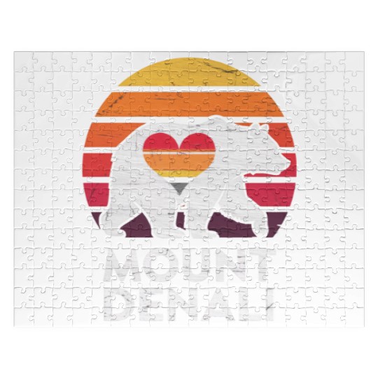 Vintage Bear Mount Denali Sunset Wilderness Jigsaw Puzzles