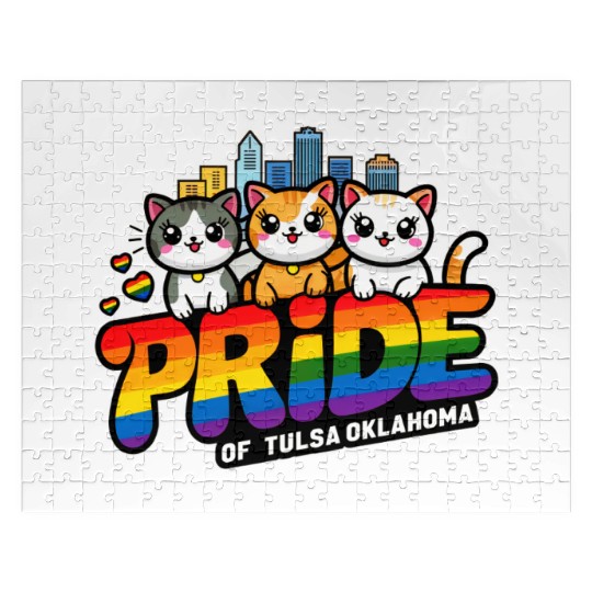 Pride of Tulsa City Oklahoma USA Rainbow Flag Jigsaw Puzzles