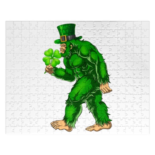 Vintage St Patricks Day Bigfoot Sasquatch Irish Jigsaw Puzzles