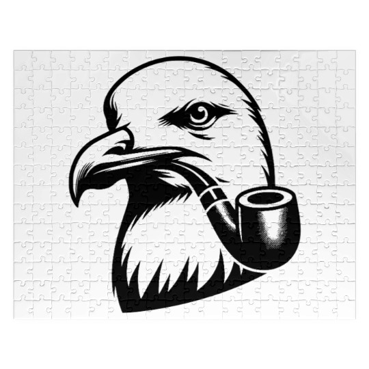 Seagull With Nordic Nautical Charisma Jigsaw Puzzles