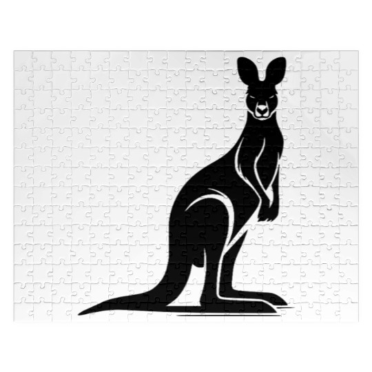 Wild Animal Silhouette With Typical Kangaroo Pose Jigsaw Puzzles