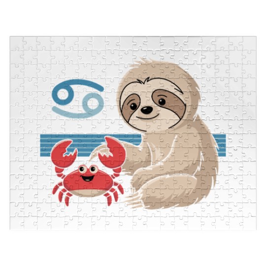 Cancer Zodiac Sloth with Adorable Crab Jigsaw Puzzles