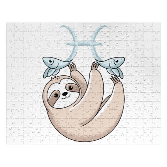 Pisces Zodiac Sloth Embracing Your Cosmic Calm Jigsaw Puzzles