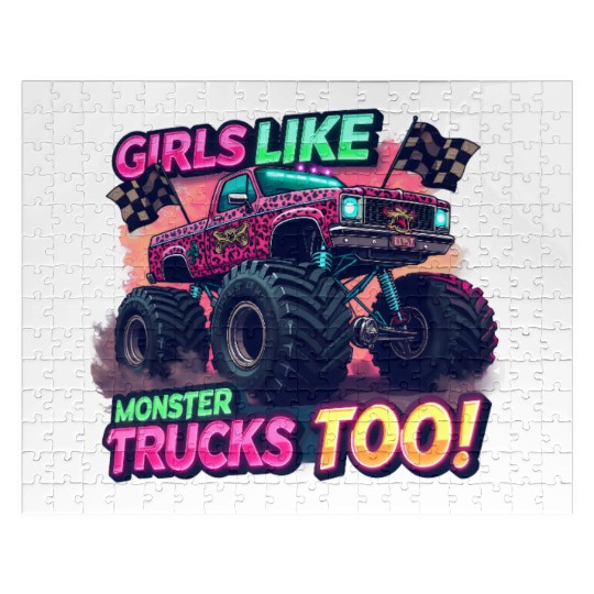 Girls Love Monster Trucks Design Jigsaw Puzzles