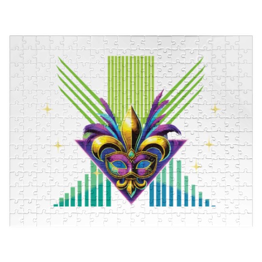 Mardi Gras Retro Synthwave Mask Design Jigsaw Puzzles