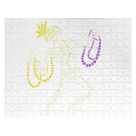 Mardi Gras Skeleton With Beads Dance Jigsaw Puzzles