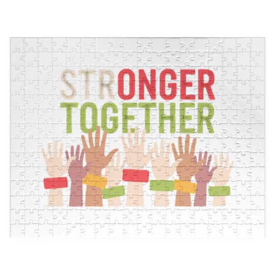 STRONGER TOGETHER Hands Graphic Design Jigsaw Puzzles