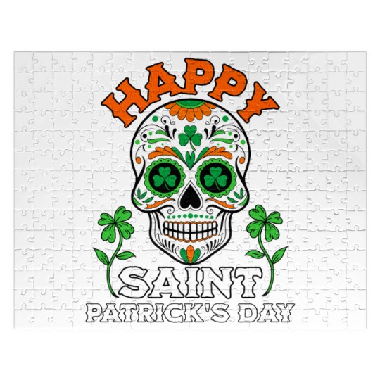 Happy Saint Patrick's Day Irish Sugar Skull Jigsaw Puzzles