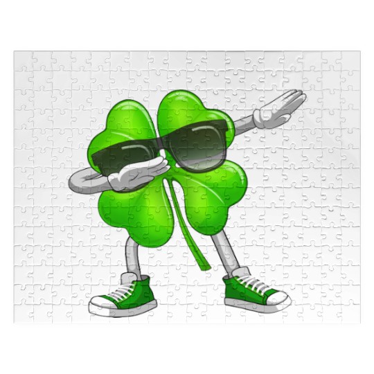 Bruh Dabbing Shamrock - Funny St Patricks Day Jigsaw Puzzles
