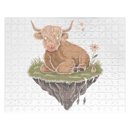 Whimsical Escapism: Highland Cow Dreamworld Jigsaw Puzzles