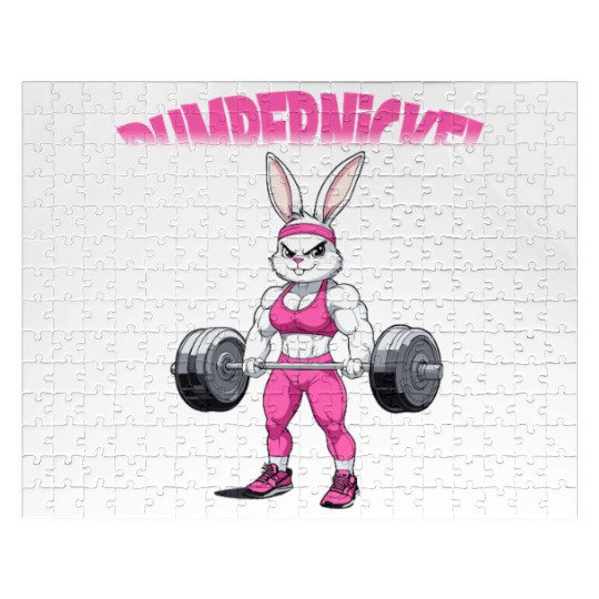 Cute Rabbit Gym Pumpernickel Strength Bunny Jigsaw Puzzles