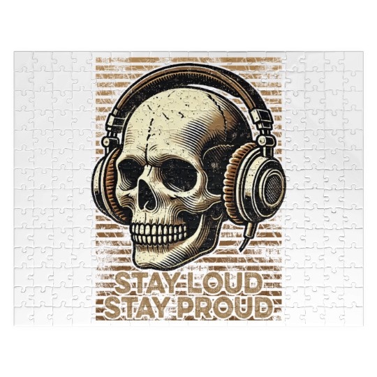 Stay Loud Stay Proud - Vintage Skull use Headphone Jigsaw Puzzles