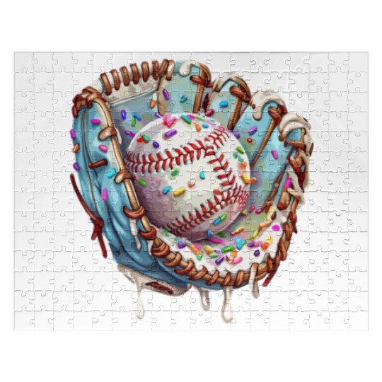 Baseball Drip Ice Cream Sprinkles Baseball Glove Jigsaw Puzzles